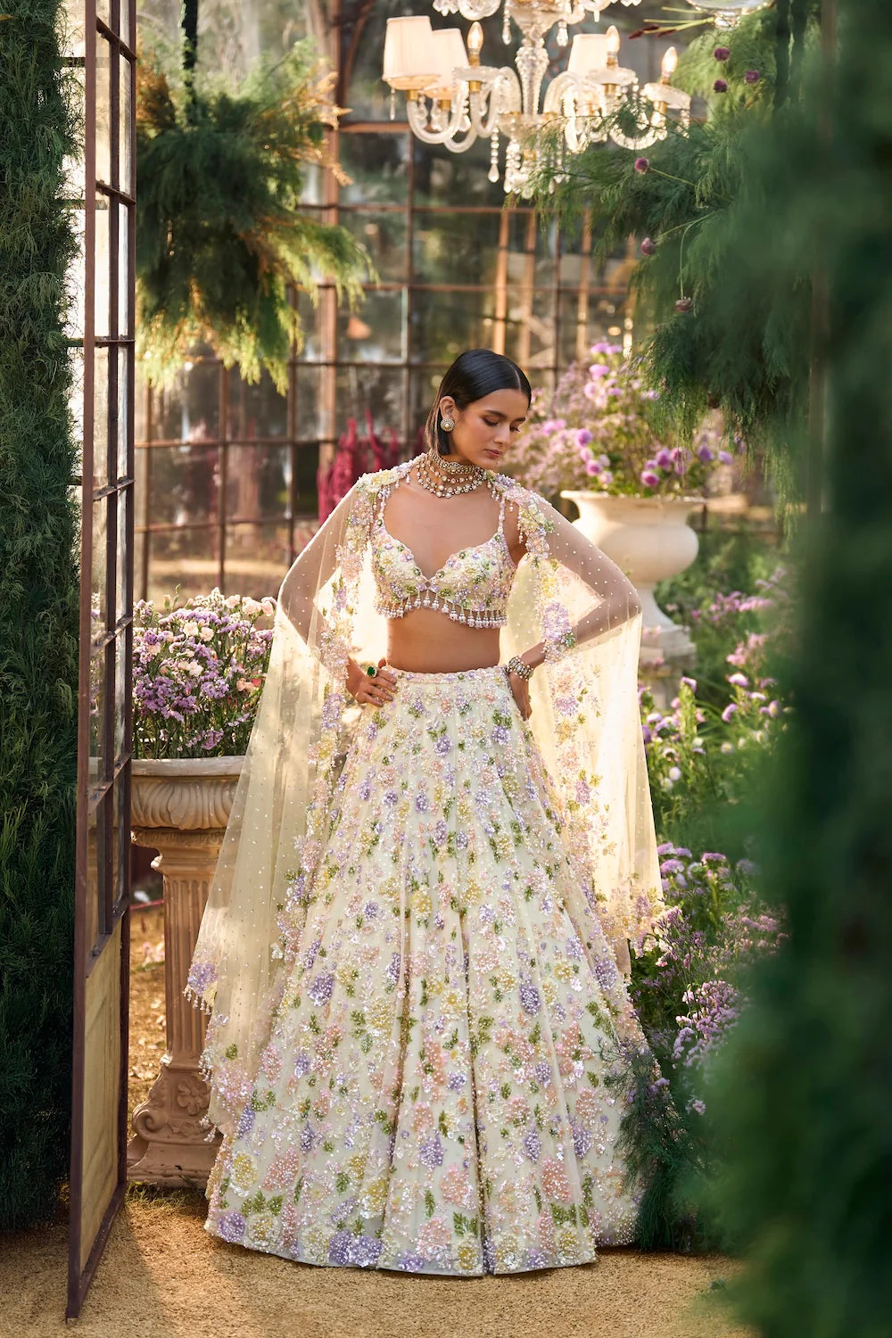 Seema Gujral - Butter Yellow Sequin Lehenga Set