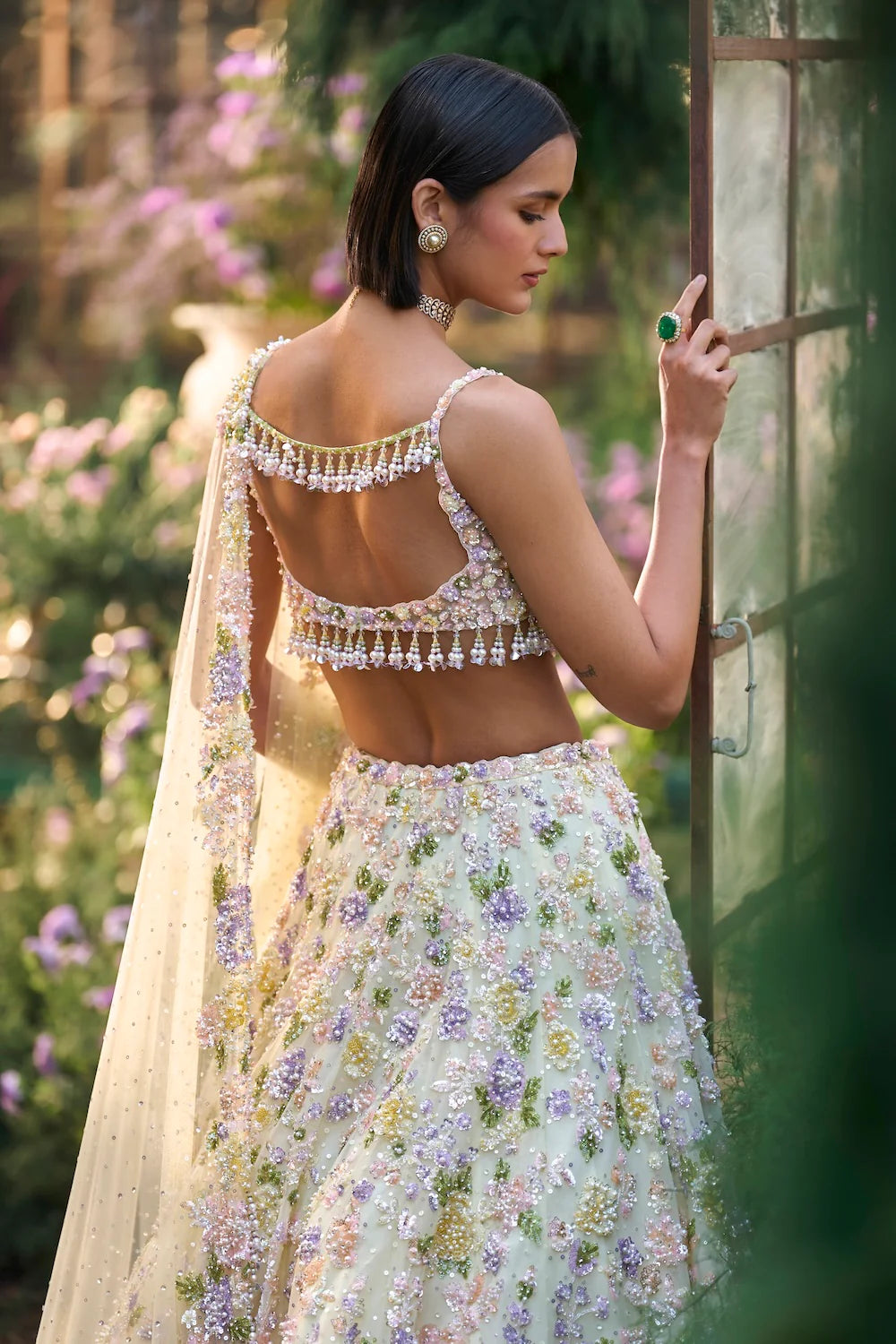 Seema Gujral - Butter Yellow Sequin Lehenga Set