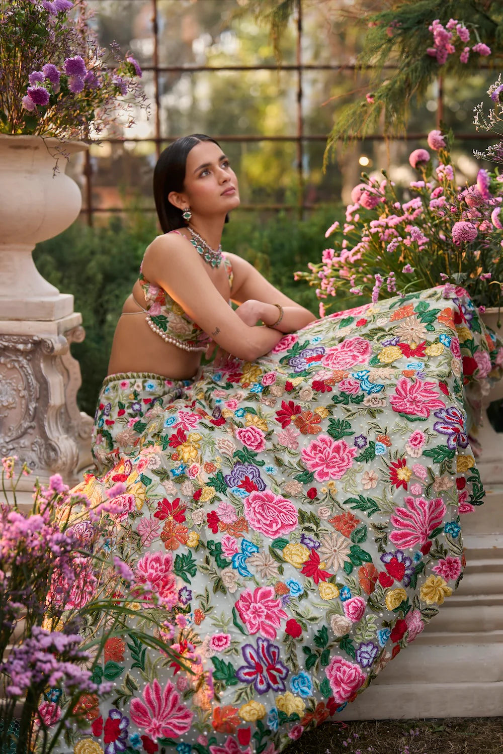 Seema Gujral - Multi-Coloured Floral Lehenga Set