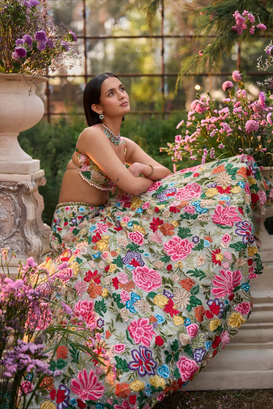 Seema Gujral - Multi-Coloured Floral Lehenga Set