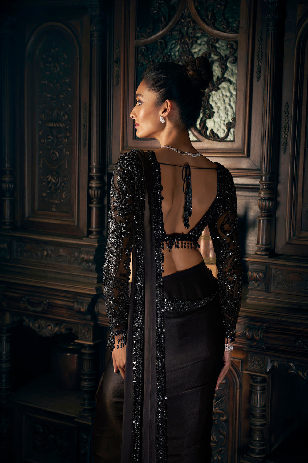 Seema Gujral - Black Draped Saree