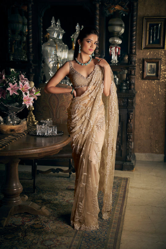 Seema Gujral - Slate Sequin Saree