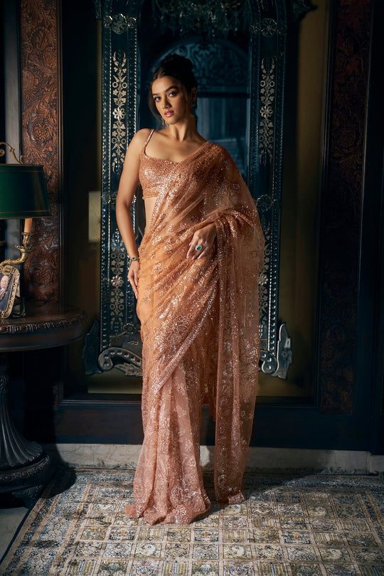 Seema Gujral - Copper Sequin Saree