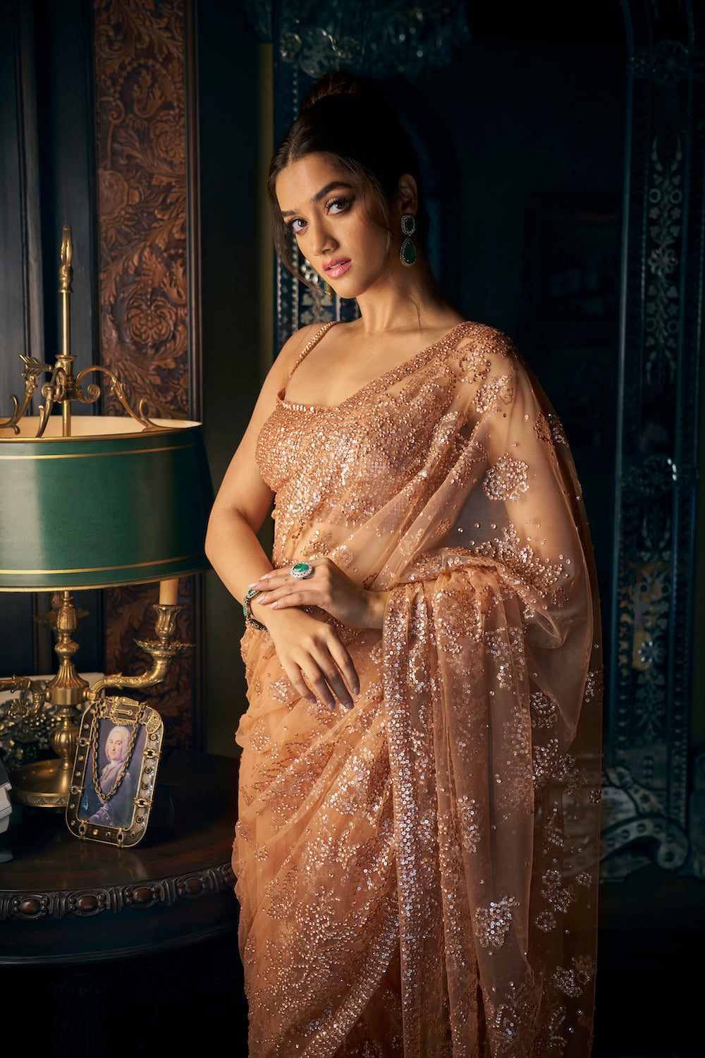 Seema Gujral - Copper Sequin Saree
