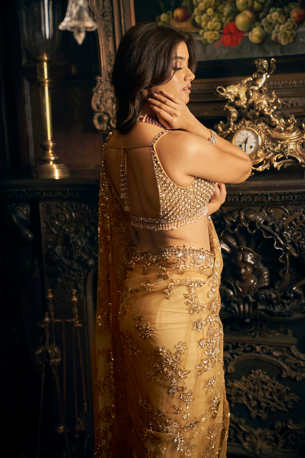 Seema Gujral - Gold Net Saree