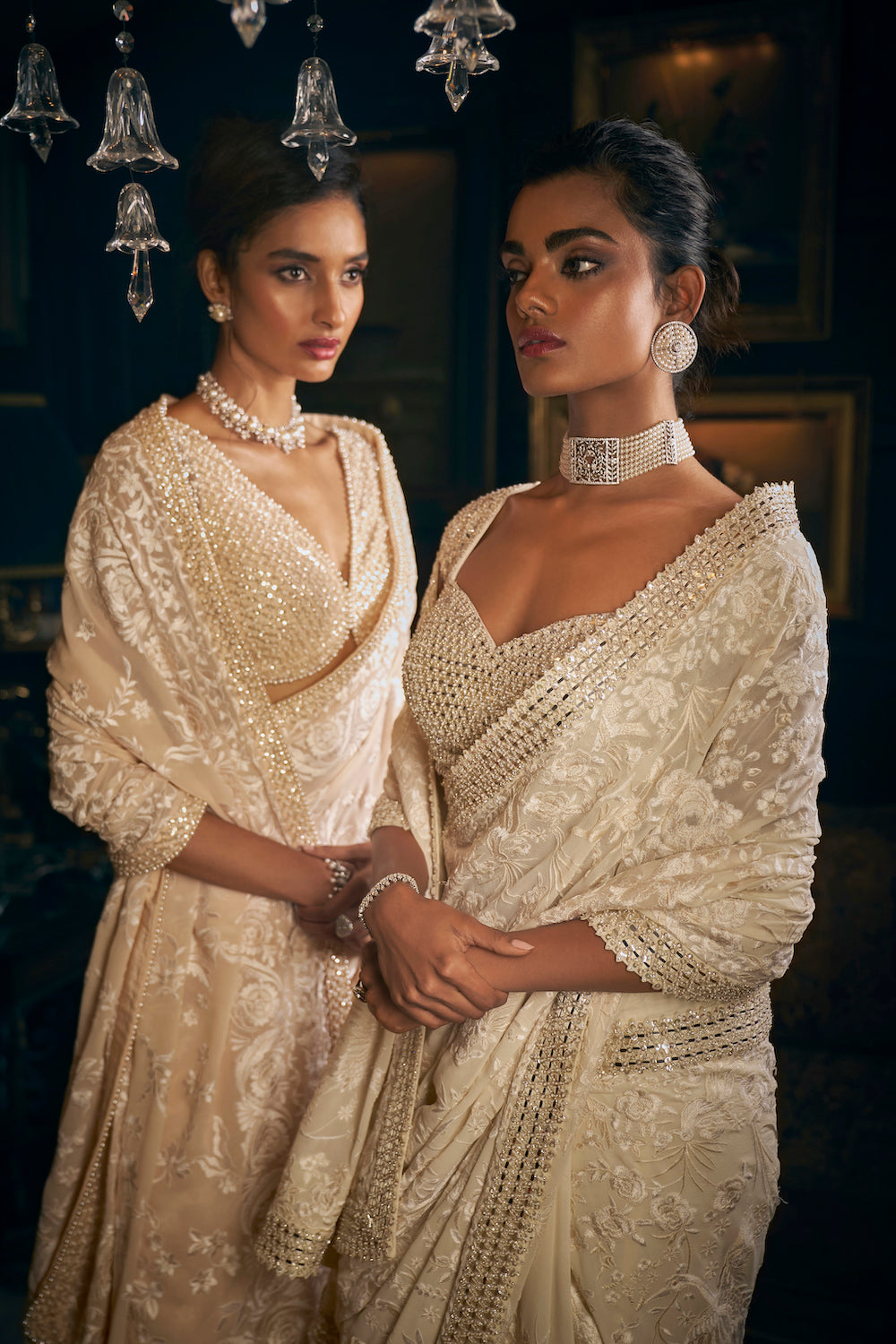 Seema Gujral - Nude Thread Work Saree