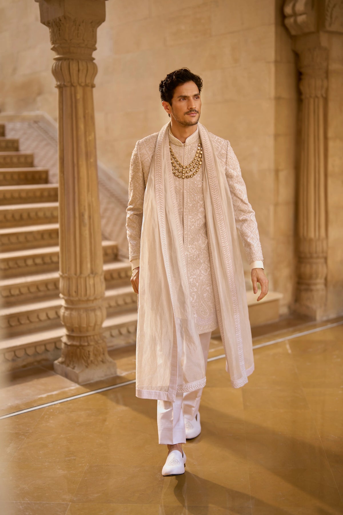 Seema Gujral - Ivory Abstract Sherwani Set