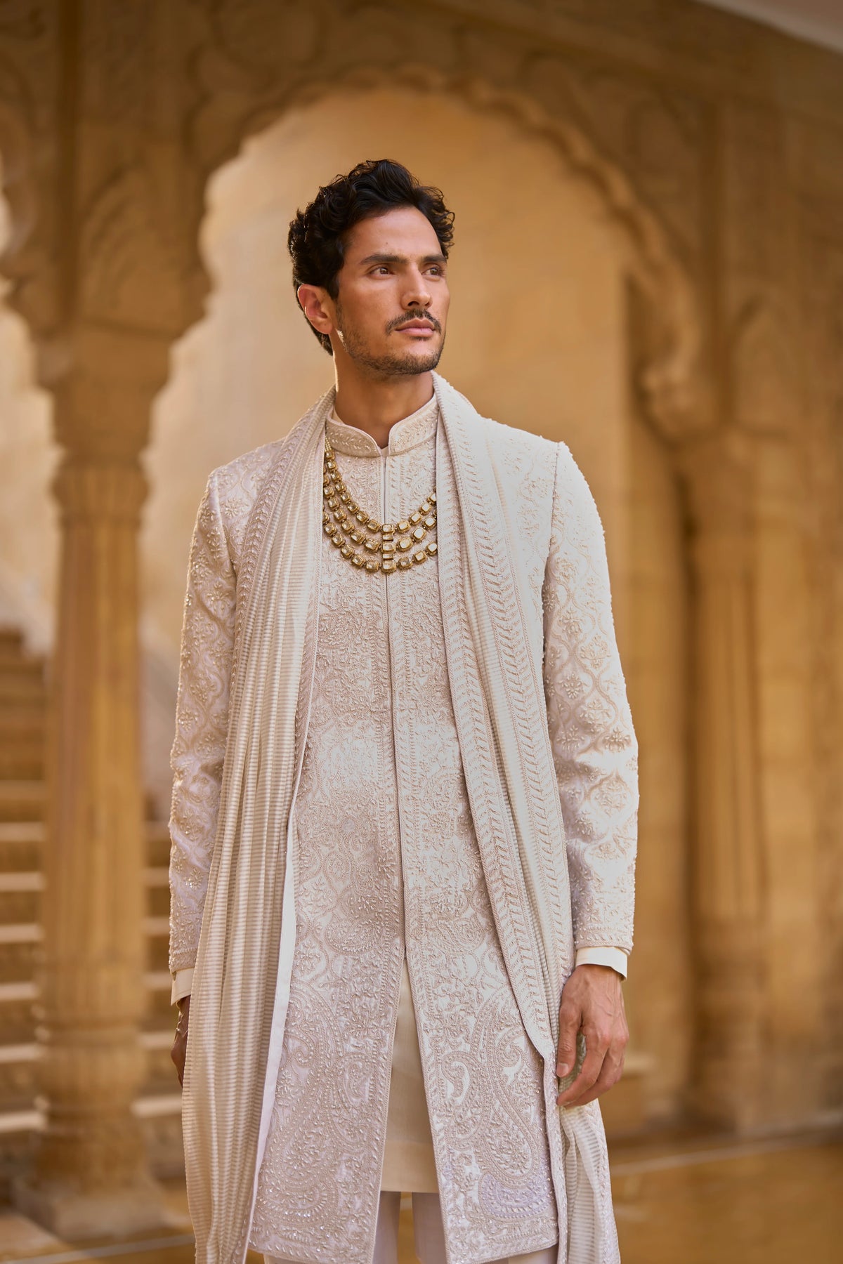 Seema Gujral - Ivory Abstract Sherwani Set