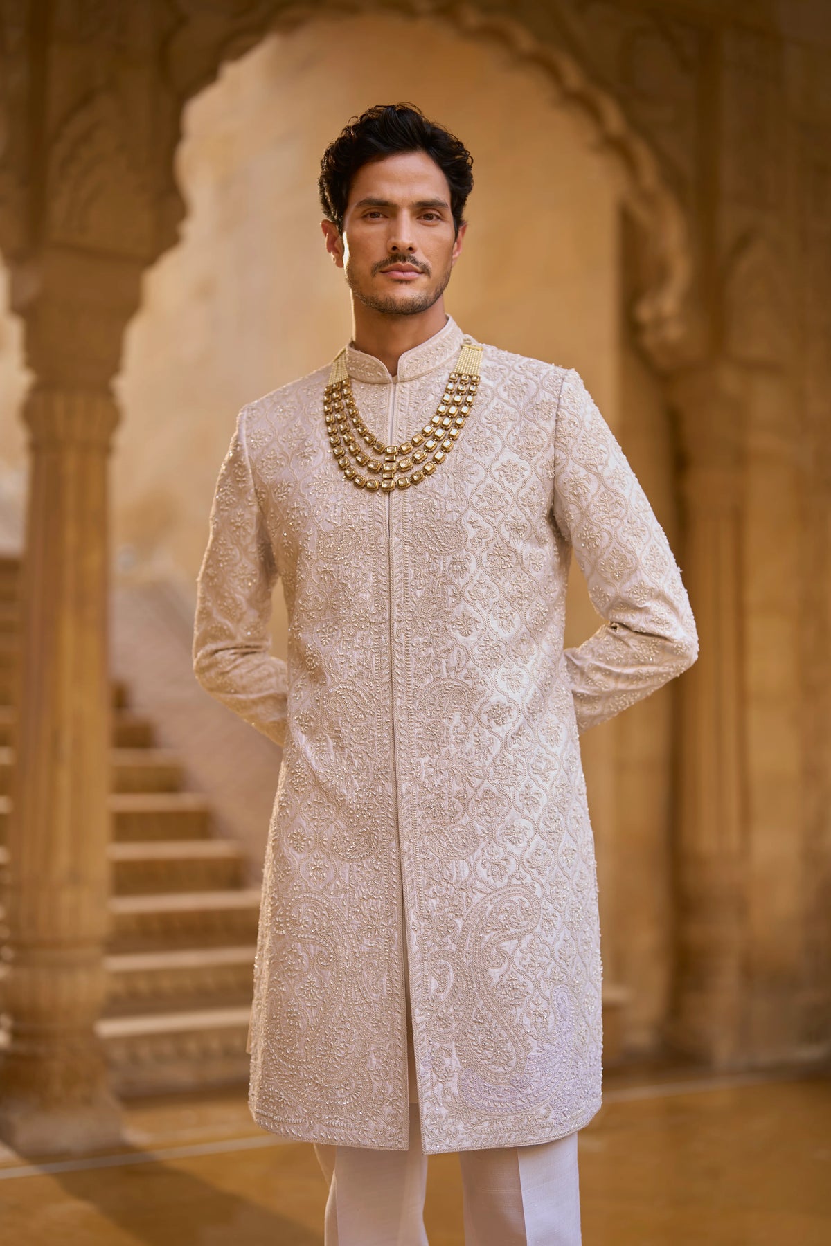 Seema Gujral - Ivory Abstract Sherwani Set