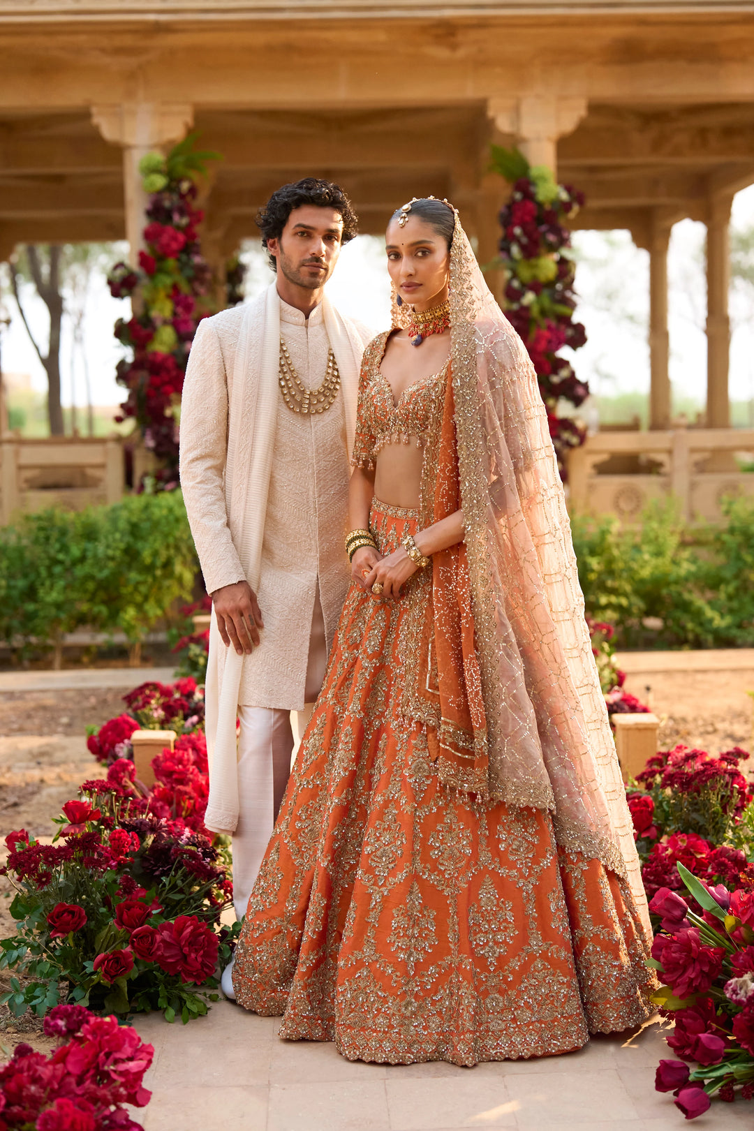 Seema Gujral - Cream Pearl Sherwani Set