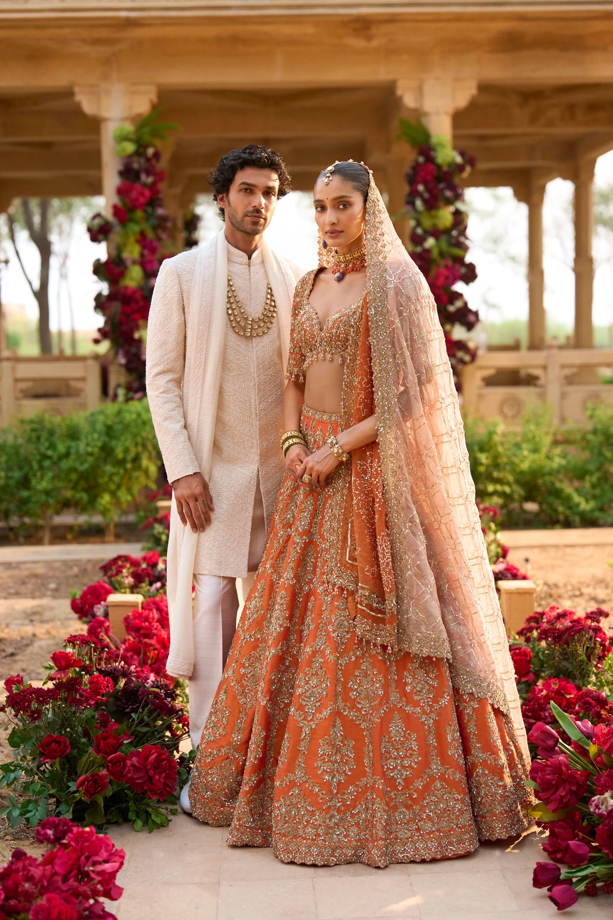 Seema Gujral - Cream Pearl Sherwani Set