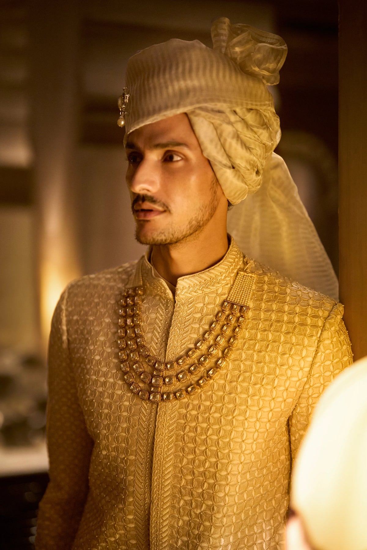 Seema Gujral - Ivory Nude Sherwani Set