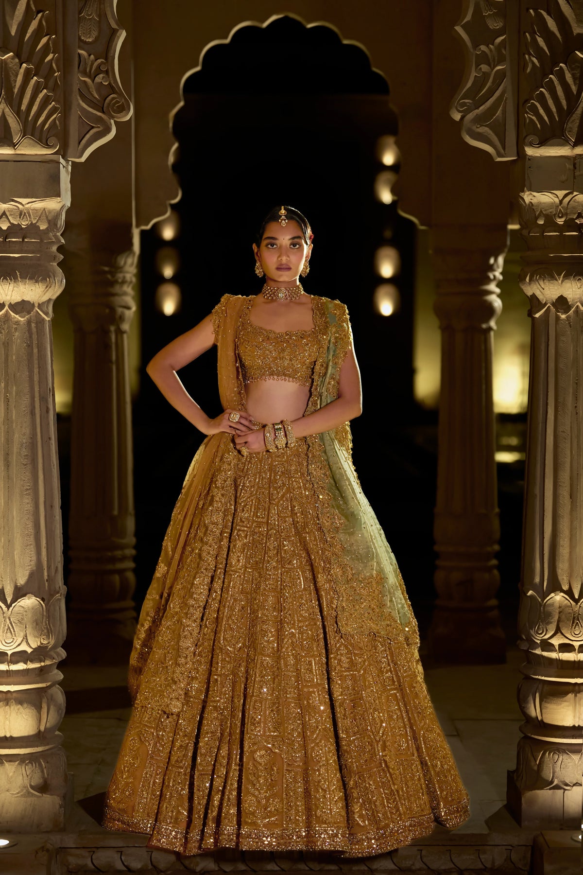 Seema Gujral - Antique Gold Lehenga Set