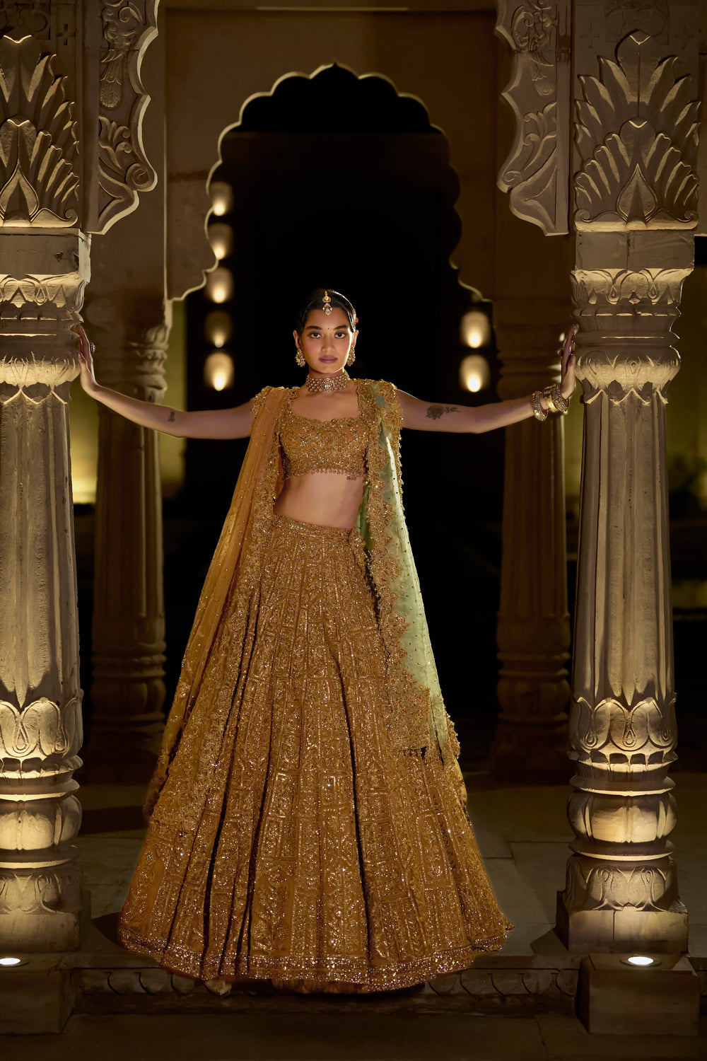 Seema Gujral - Antique Gold Lehenga Set