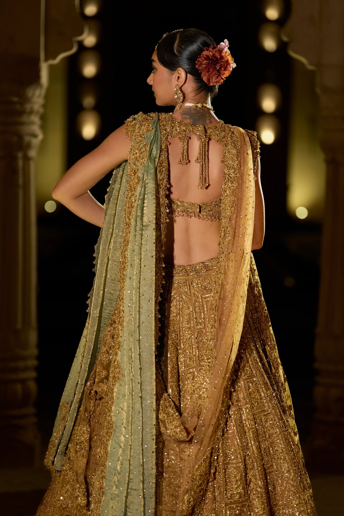 Seema Gujral - Antique Gold Lehenga Set