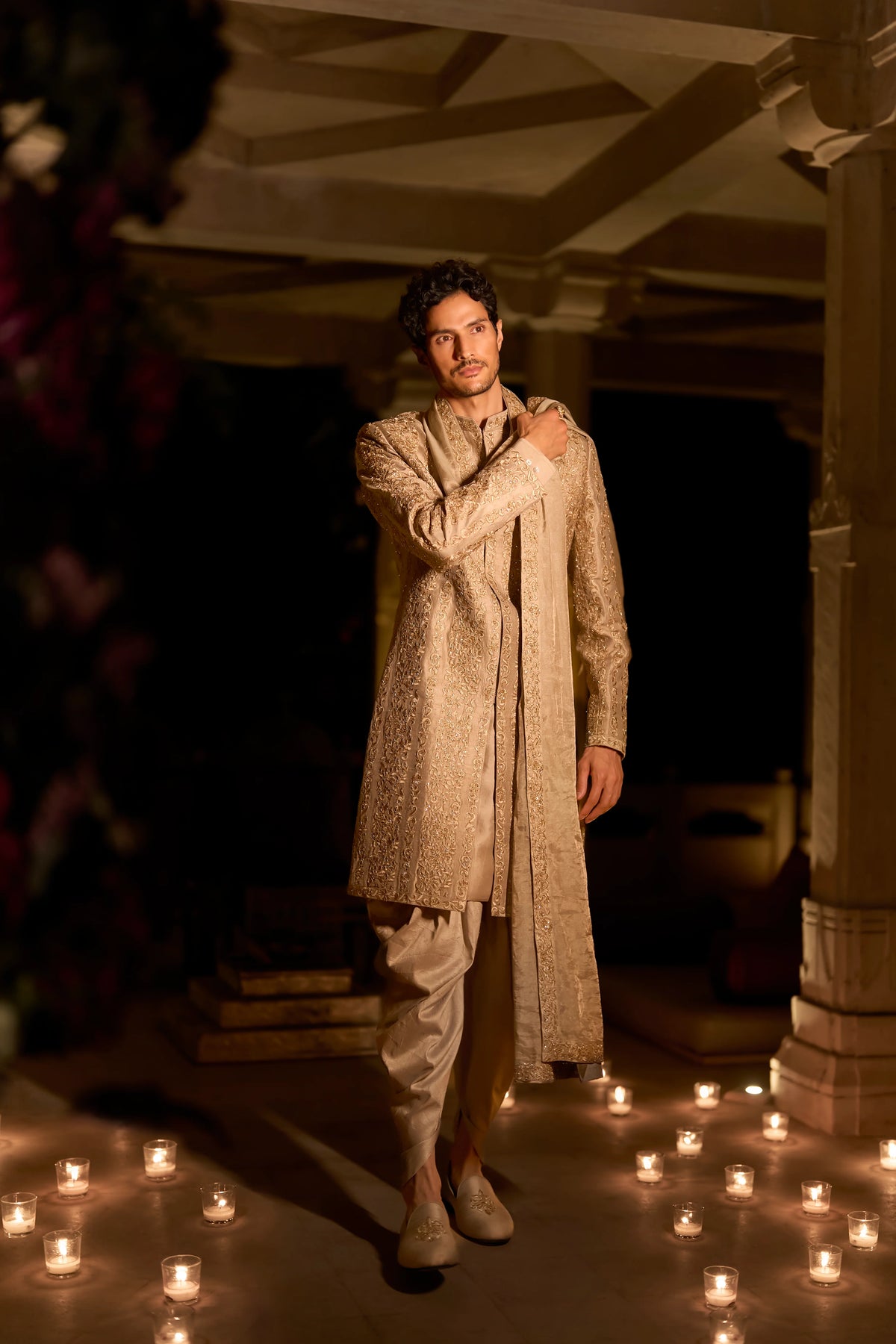 Seema Gujral - Champagne Gold Sherwani Set