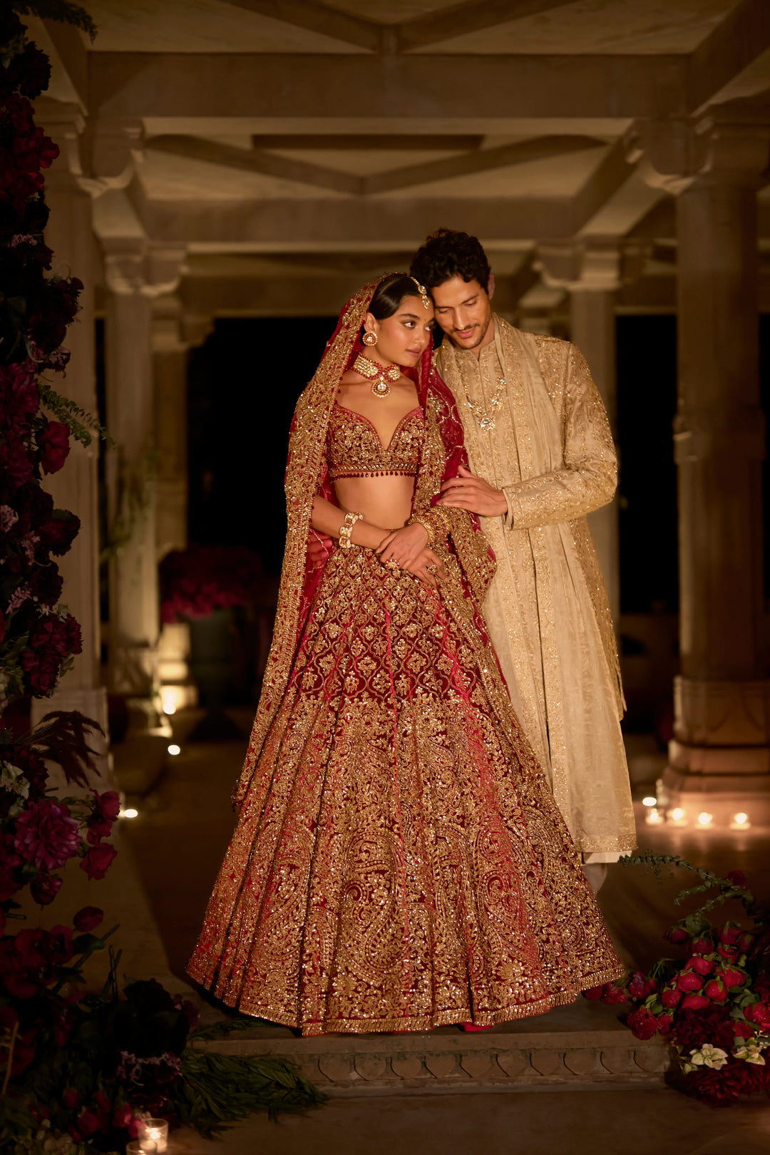 Seema Gujral - Maroon Zardosi Lehenga Set