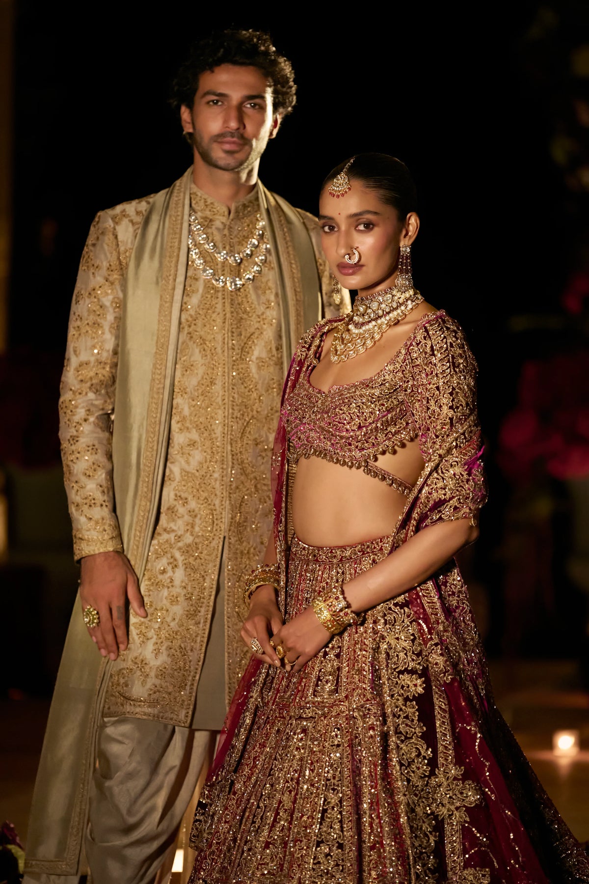 Seema Gujral - Slate Gold Sherwani Set