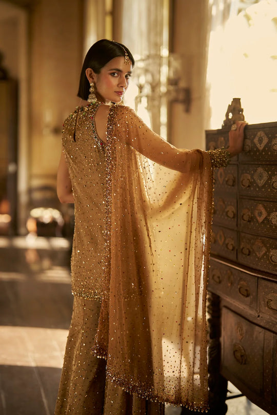 Seema Gujral - Gold Jewelled Sharara Set