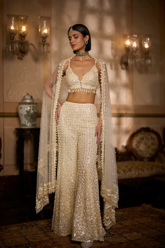 Seema Gujral - Cream Sharara - Pant Set