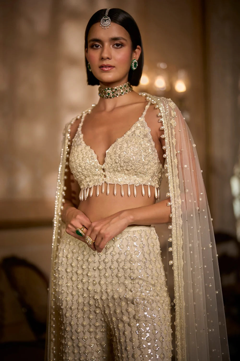 Seema Gujral - Cream Sharara - Pant Set