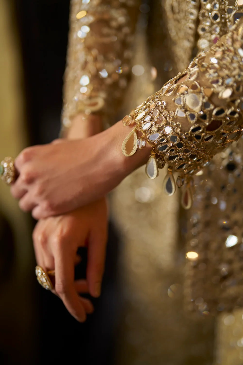 Seema Gujral - Gold Mirror Work Sharara Set