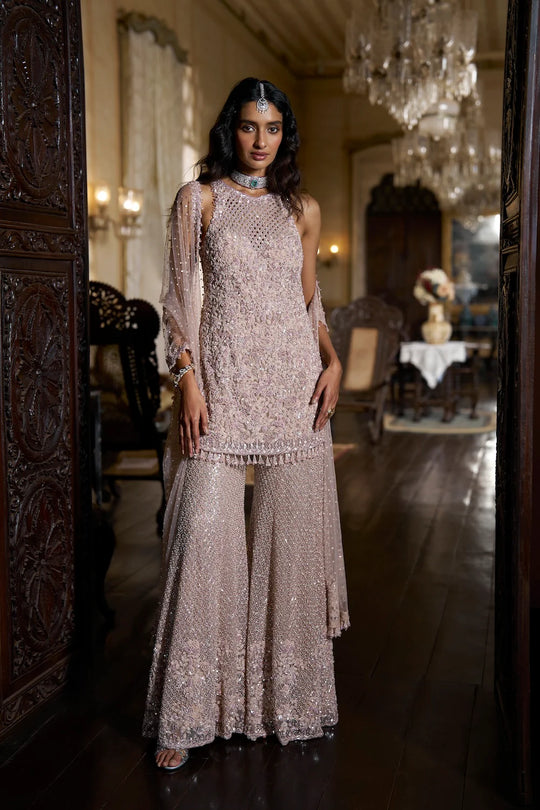 Seema Gujral - Mauve Sequin Sharara Set