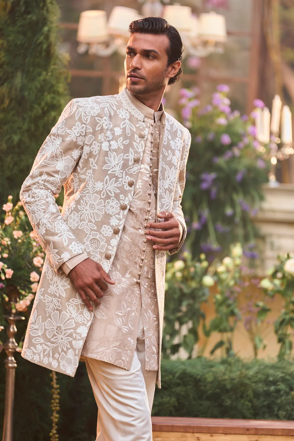 Seema Gujral - Nude Dori Sherwani Set