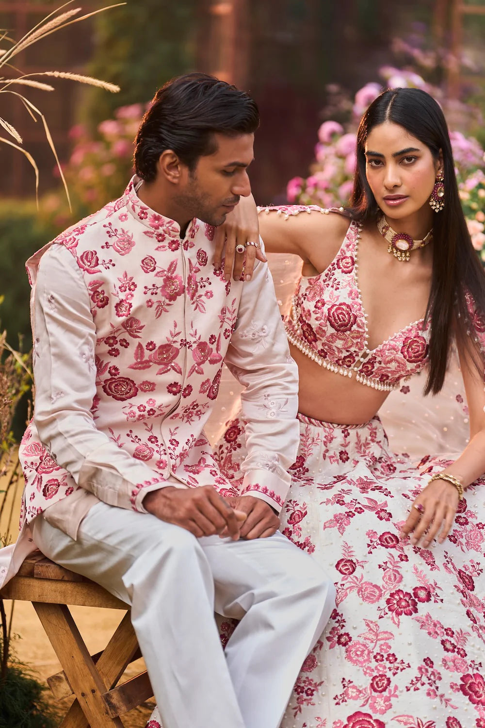 Seema Gujral - Ruby Floral Lehenga Set