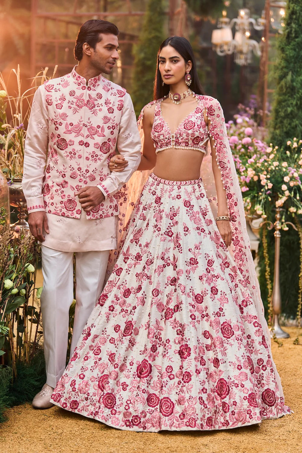 Seema Gujral - Ruby Floral Lehenga Set