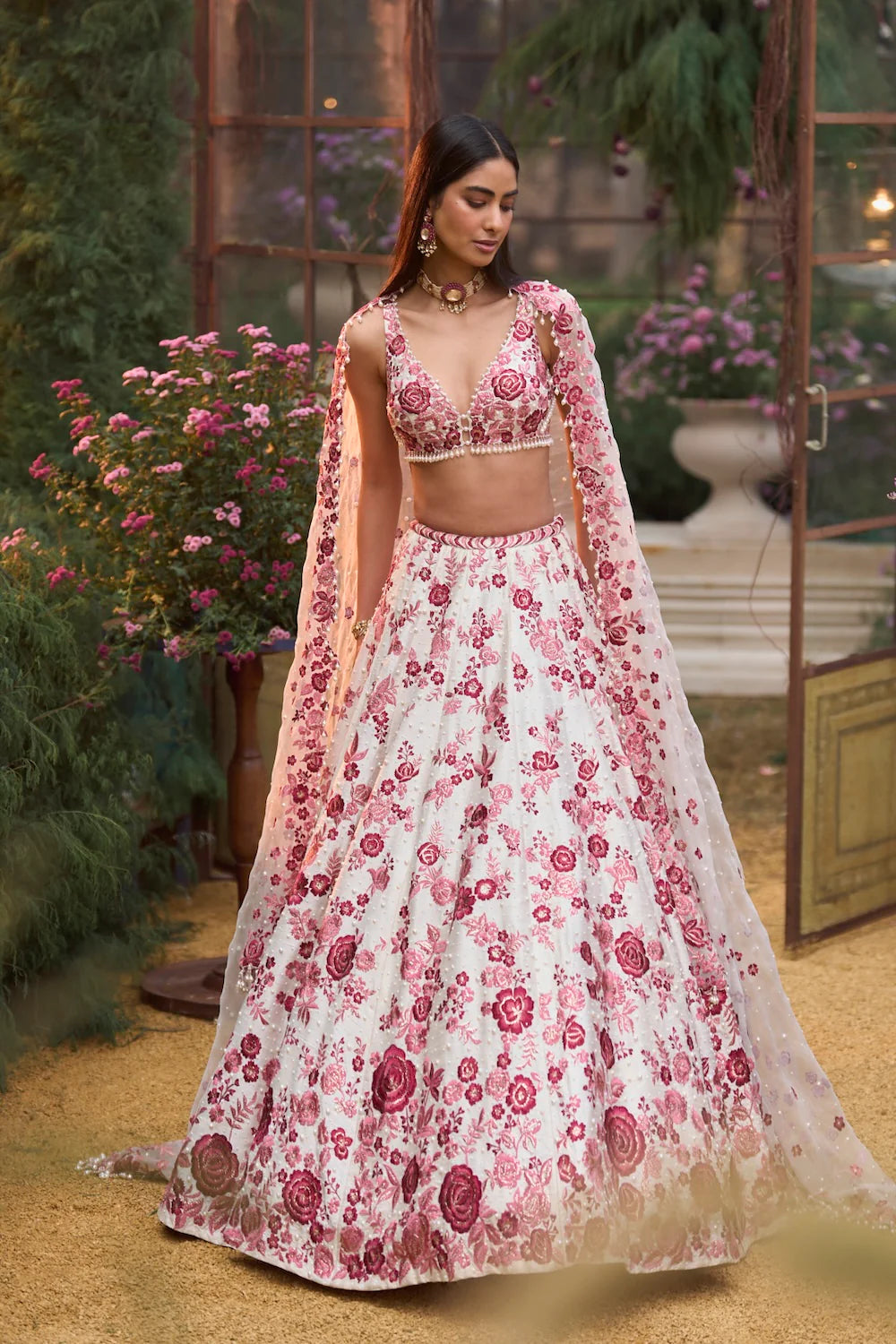 Seema Gujral - Ruby Floral Lehenga Set