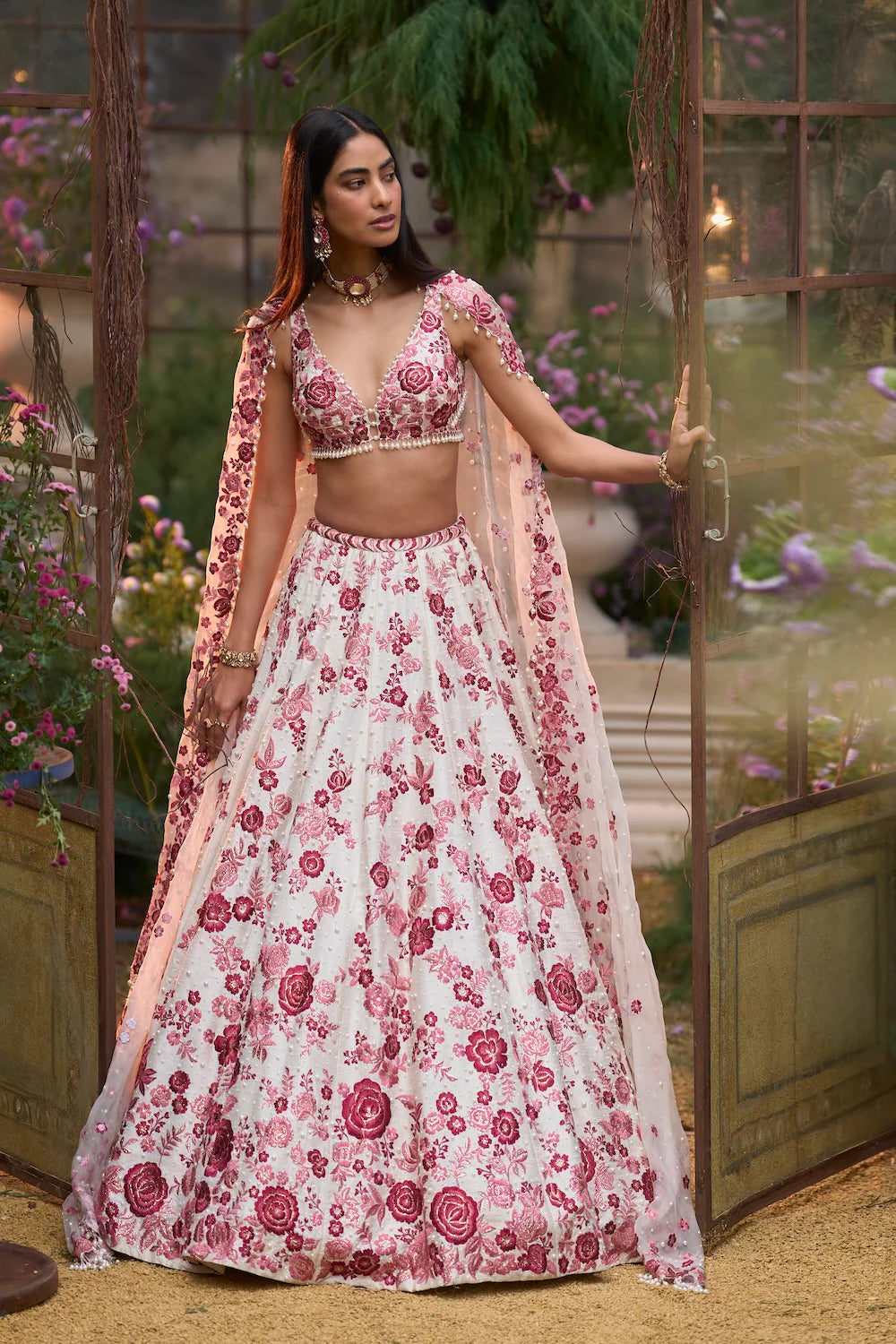 Seema Gujral - Ruby Floral Lehenga Set