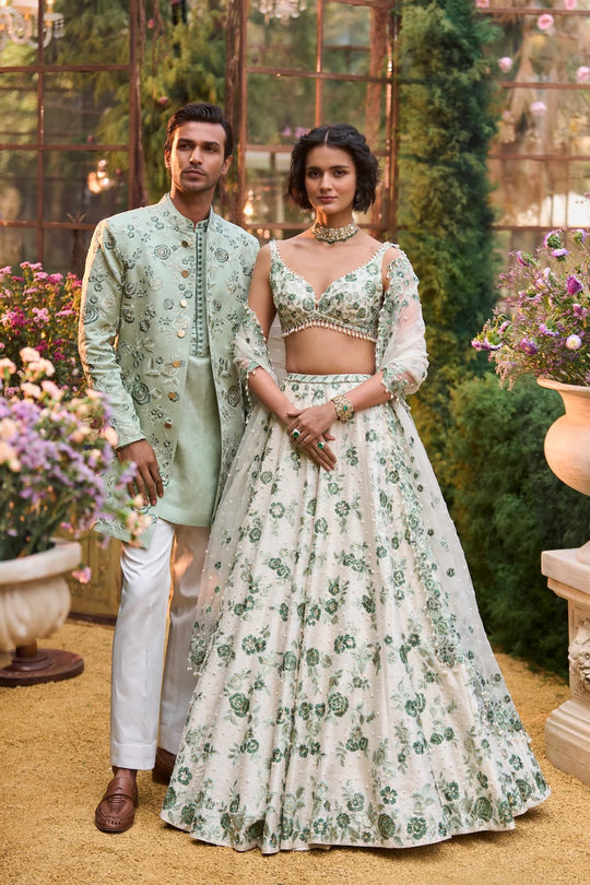 Seema Gujral - Emerald Sherwani Set