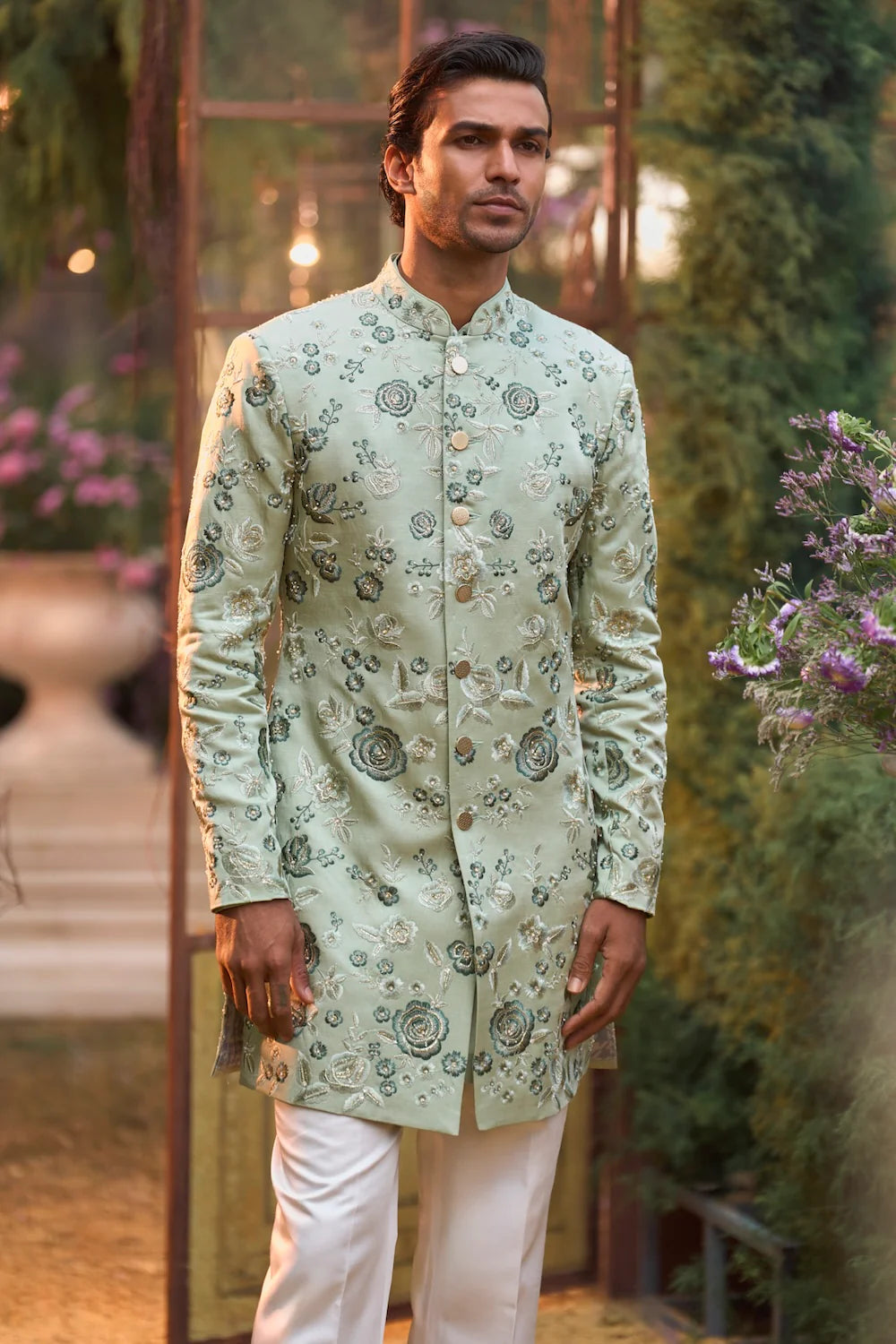 Seema Gujral - Emerald Sherwani Set