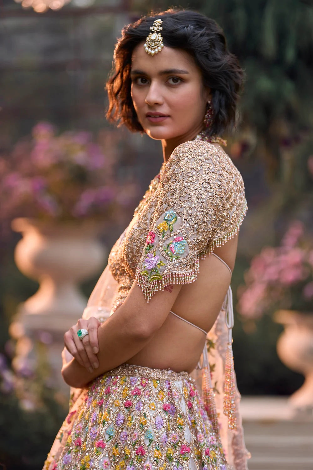 Seema Gujral - Multi-Coloured Floral Lehenga Set