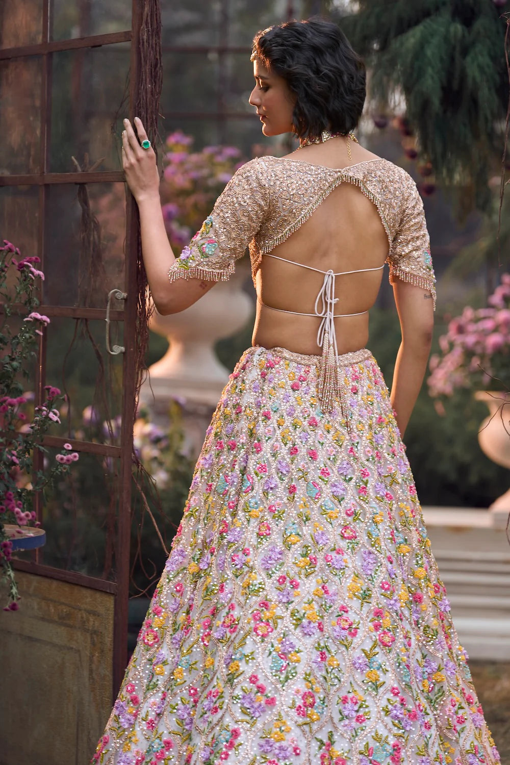 Seema Gujral - Multi-Coloured Floral Lehenga Set