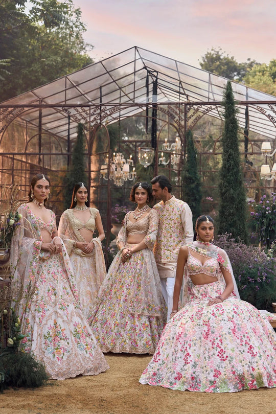 Seema Gujral - Multi-Coloured Floral Lehenga Set
