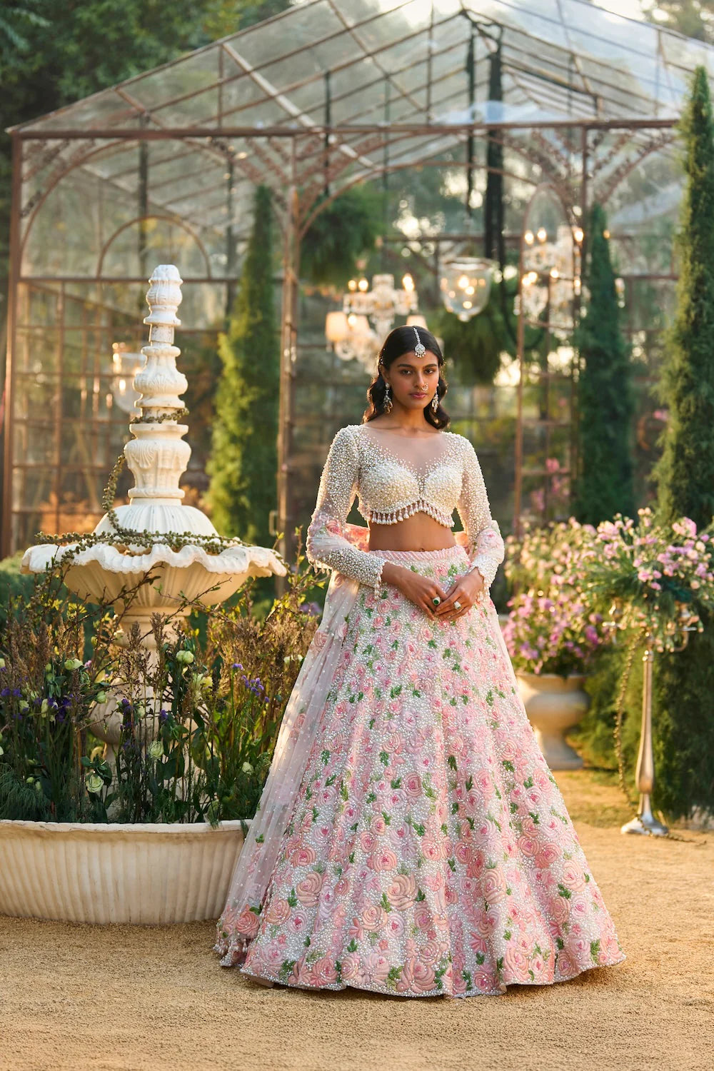 Seema Gujral - Pearl Floral Lehenga Set