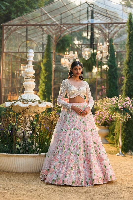 Seema Gujral - Pearl Floral Lehenga Set