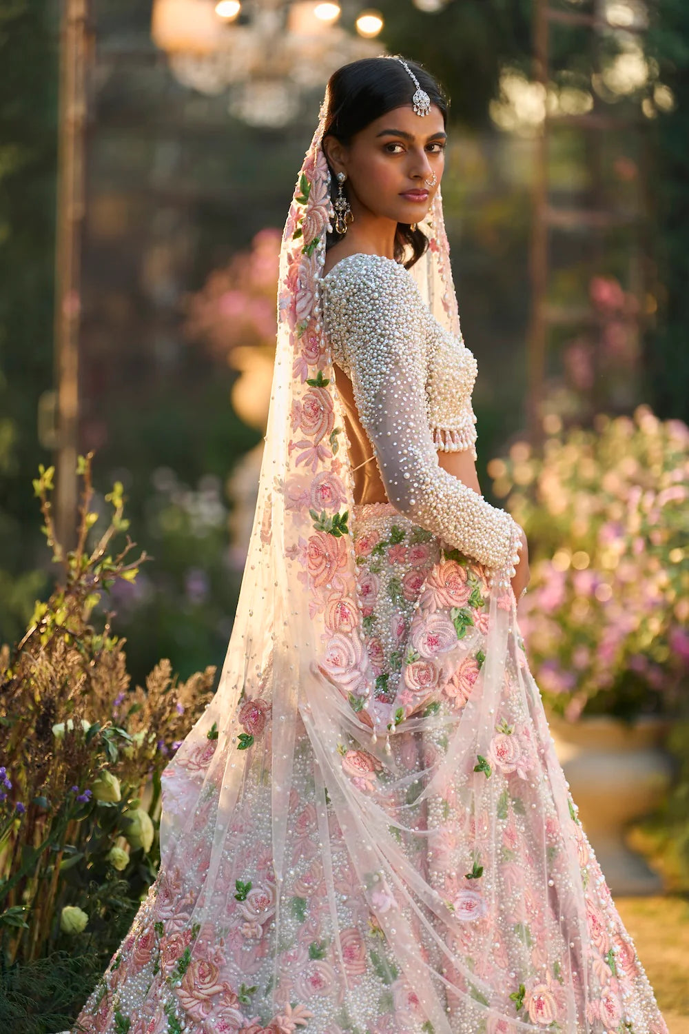 Seema Gujral - Pearl Floral Lehenga Set