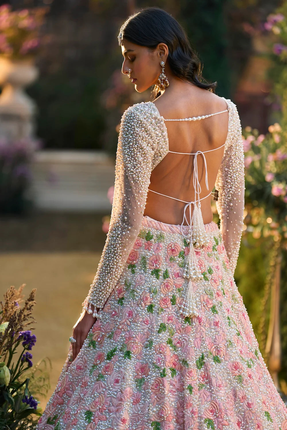 Seema Gujral - Pearl Floral Lehenga Set