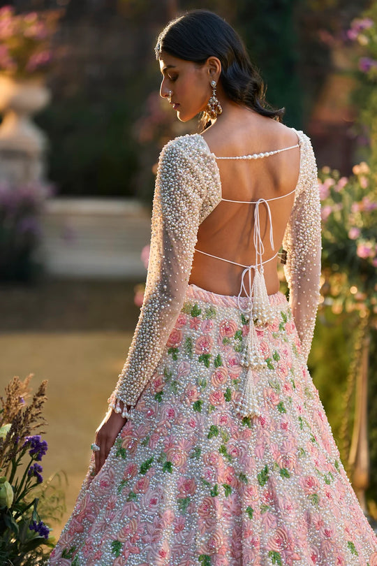 Seema Gujral - Pearl Floral Lehenga Set