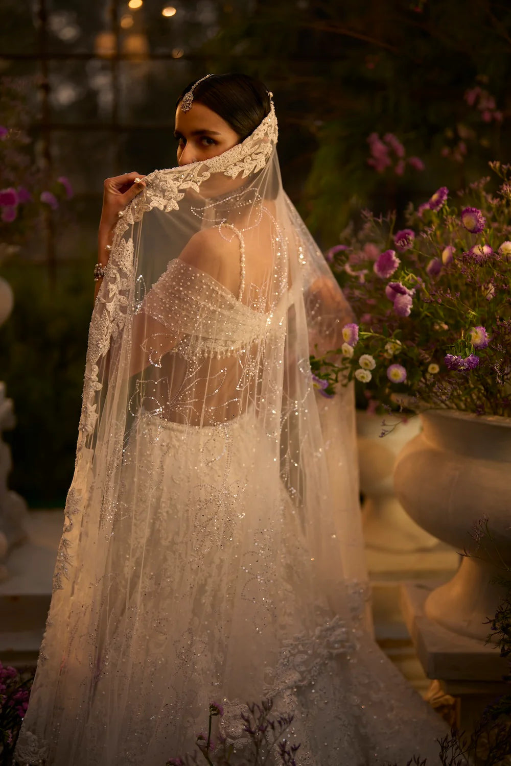 Seema Gujral - Ivory Floral Lehenga Set