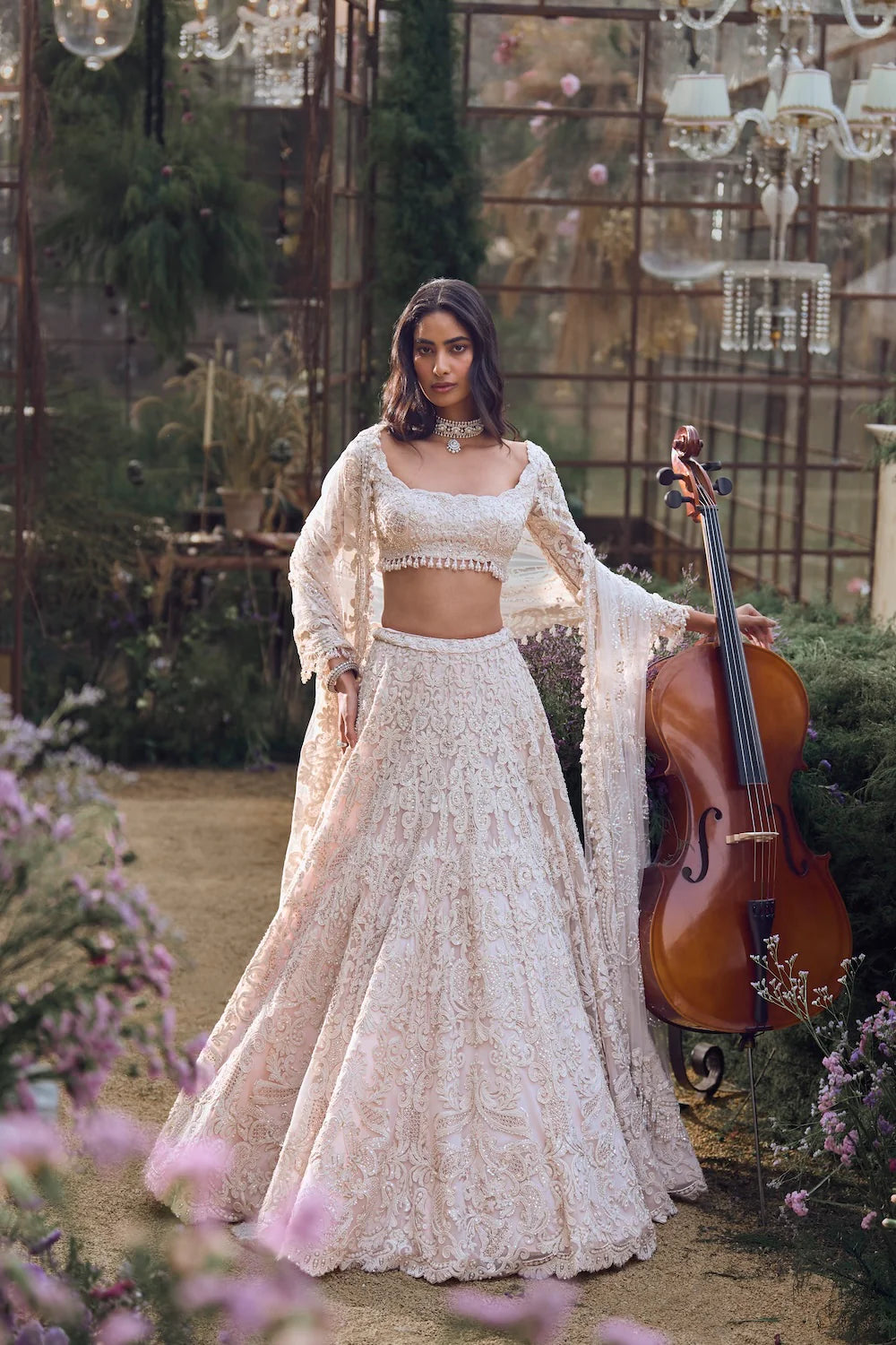 Seema Gujral - Powder Peach Dori Lehenga Set