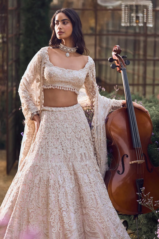 Seema Gujral - Powder Peach Dori Lehenga Set