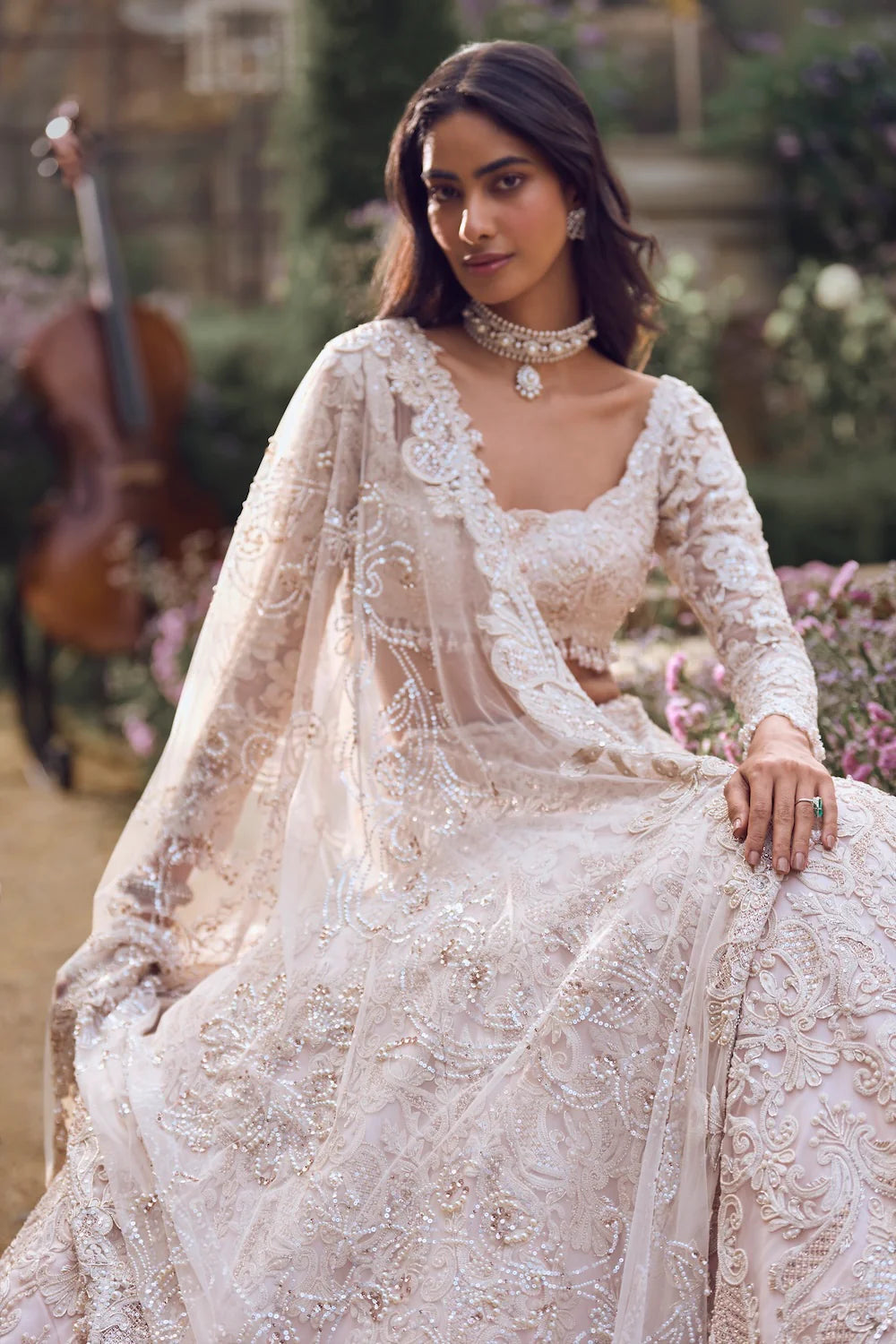 Seema Gujral - Powder Peach Dori Lehenga Set
