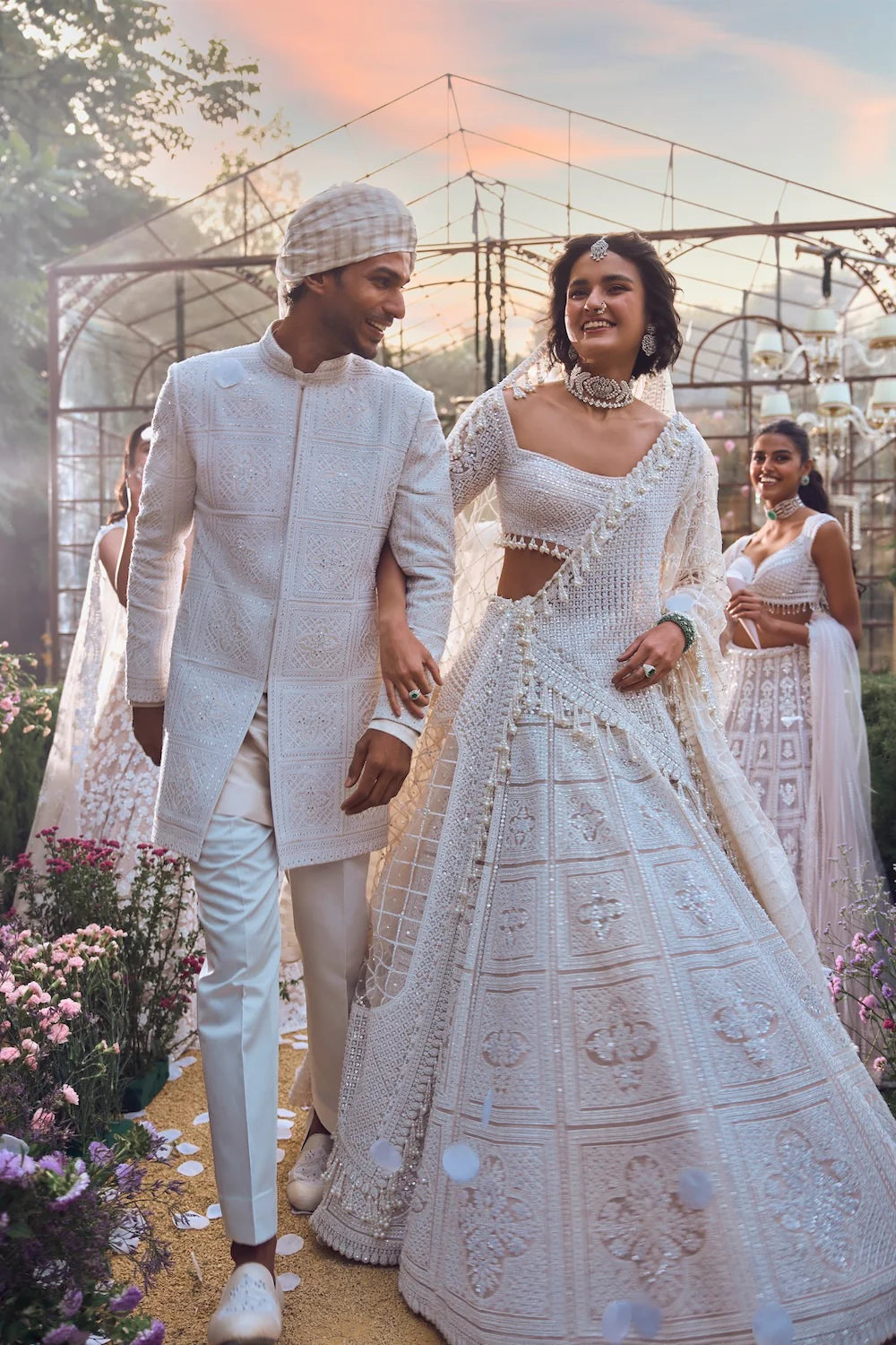 Seema Gujral - Ivory Geometric Sherwani Set
