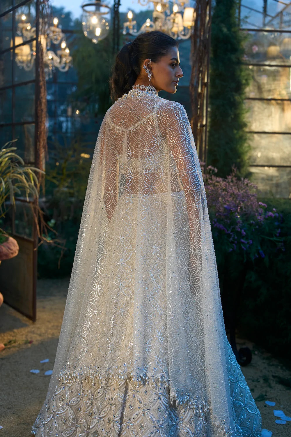 Seema Gujral - Ivory Pearl &amp; Sequin Lehenga Set