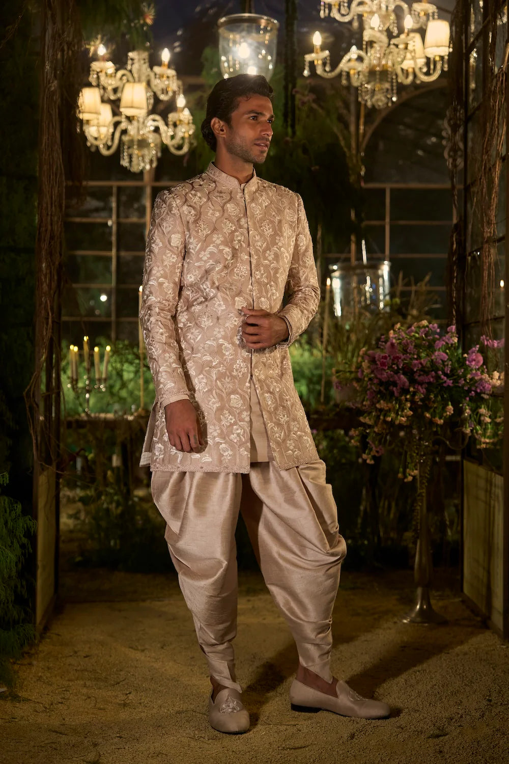 Seema Gujral - Rosé Champagne Sherwani Set