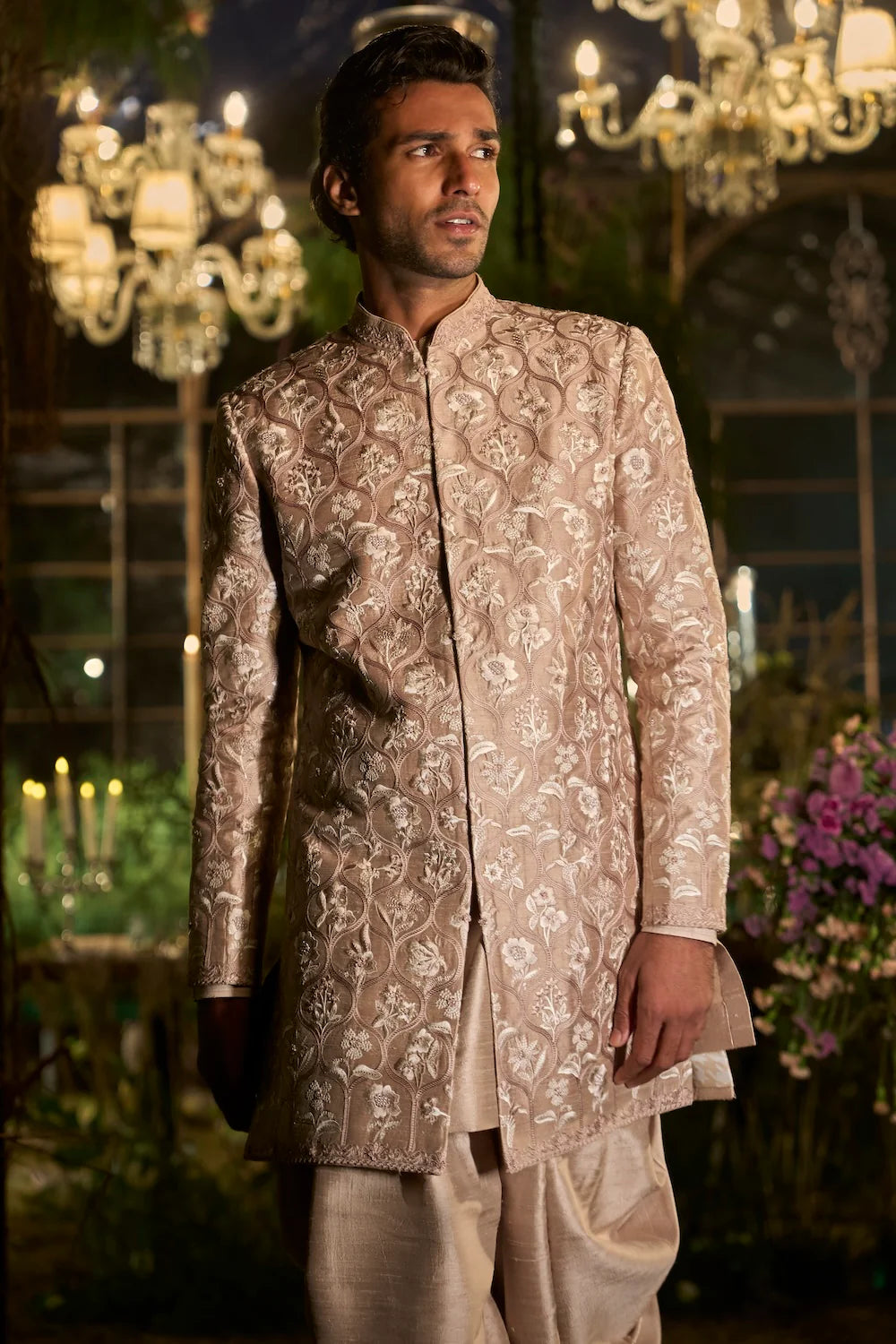 Seema Gujral - Rosé Champagne Sherwani Set